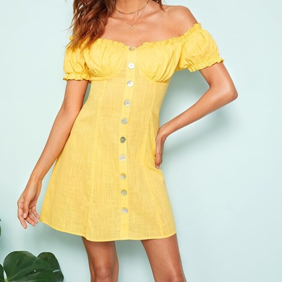 SHEIN Dresses & Skirts - NWOT BUTTON FRONT FRILL DRESS